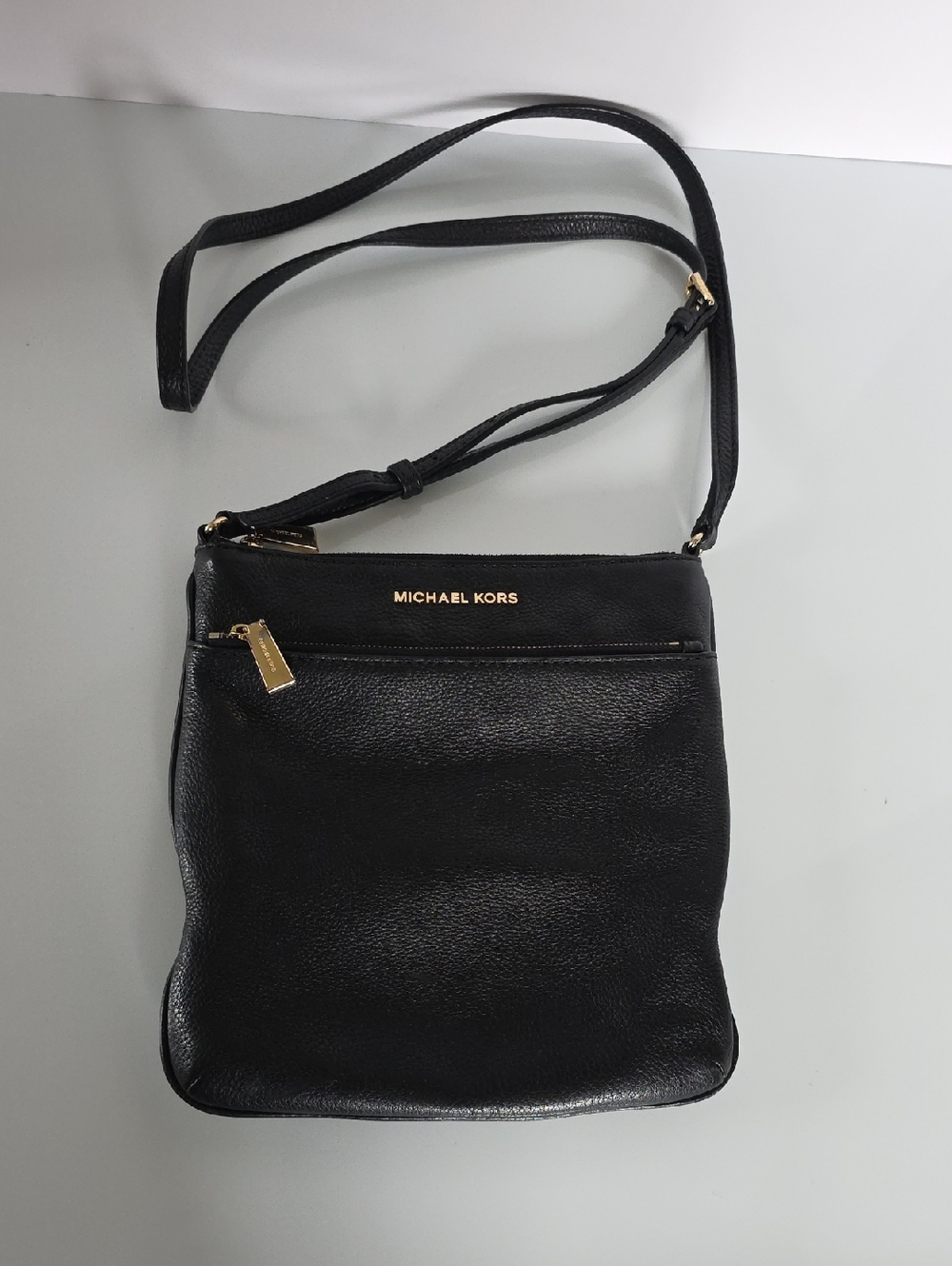Michael Kors Black Pebbled Leather Crossbody/Shoulder bag with Gold Hardware
